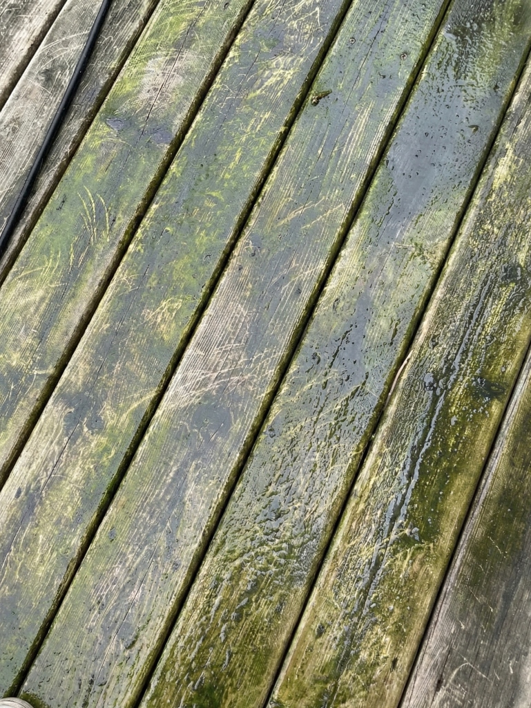 Weathered grey deck on a London Ontario home before professional deck restoration by Core Exteriors