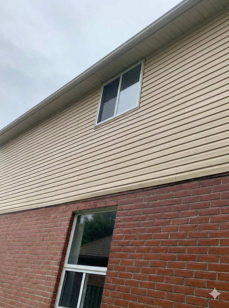 Clean bright vinyl siding on a Masonville London Ontario home after professional soft wash by Core Exteriors